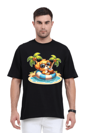 Unisex Oversized Classic T-Shirt - Puppy  in Beach